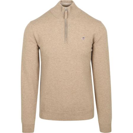 Gant Halfzip Wol Trui Logo Beige