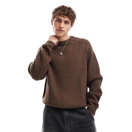 COLLUSION - Gebreide trui met ronde hals in bruin