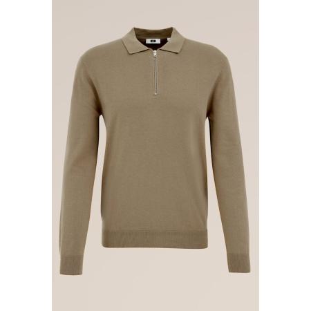 WE Fashion Heren trui met rits - Slim Fit - Lichtbruin - Katoen - Maat: XS