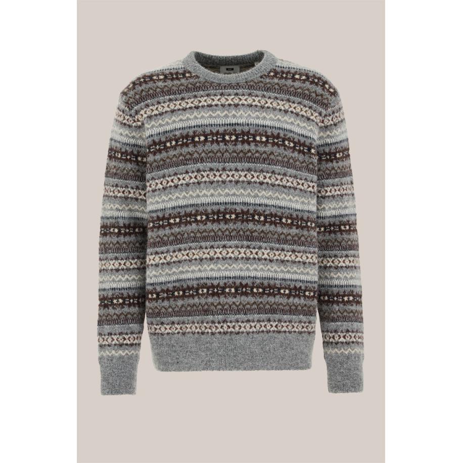 WE Fashion Heren regular fit trui met print - Regular fit - Lichtgrijs gemeleerd - Maat: XS Grijs