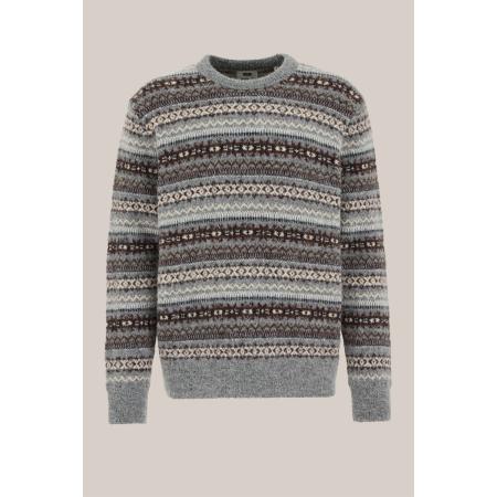 WE Fashion Heren regular fit trui met print - Regular fit - Lichtgrijs gemeleerd - Maat: XS