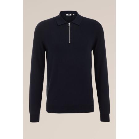 WE Fashion Heren trui met rits - Slim Fit - Donkerblauw - Katoen - Maat: XS