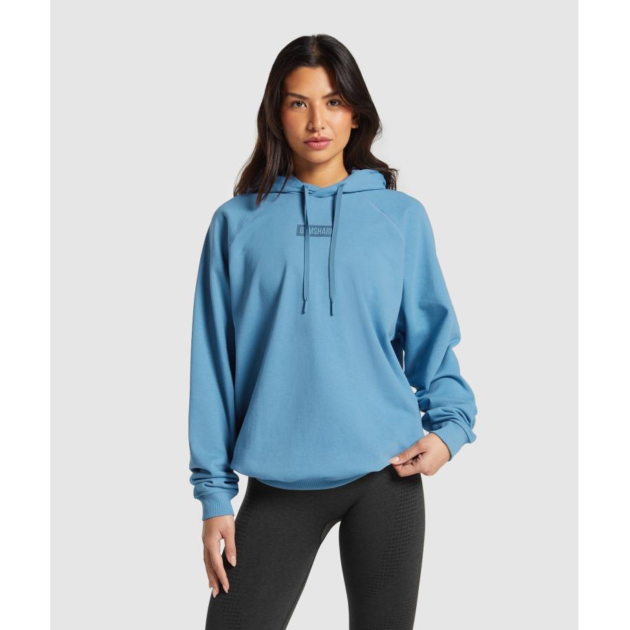 Gymshark Block Oversized Hoodie Classic Blue Blauw