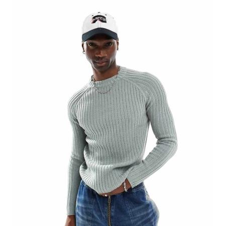 Reclaimed Vintage - Geribbelde vissermanstrui in grijs
