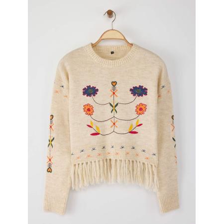 Trendyol Trendyol Trui ecru / donkerblauw / groen / oranje