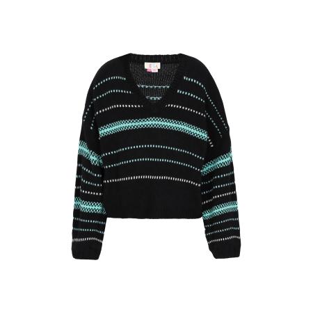 IZIA IZIA Trui turquoise / zwart