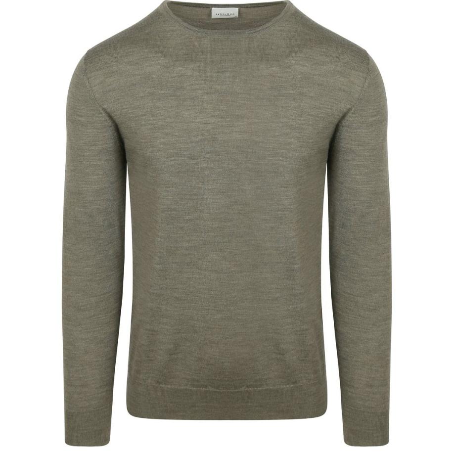 Profuomo Pullover Merinowol Groen Groen