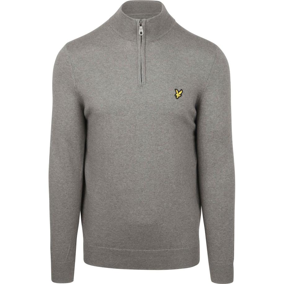 Lyle & Scott Half Zip Pullover Merinowol Grijs Grijs