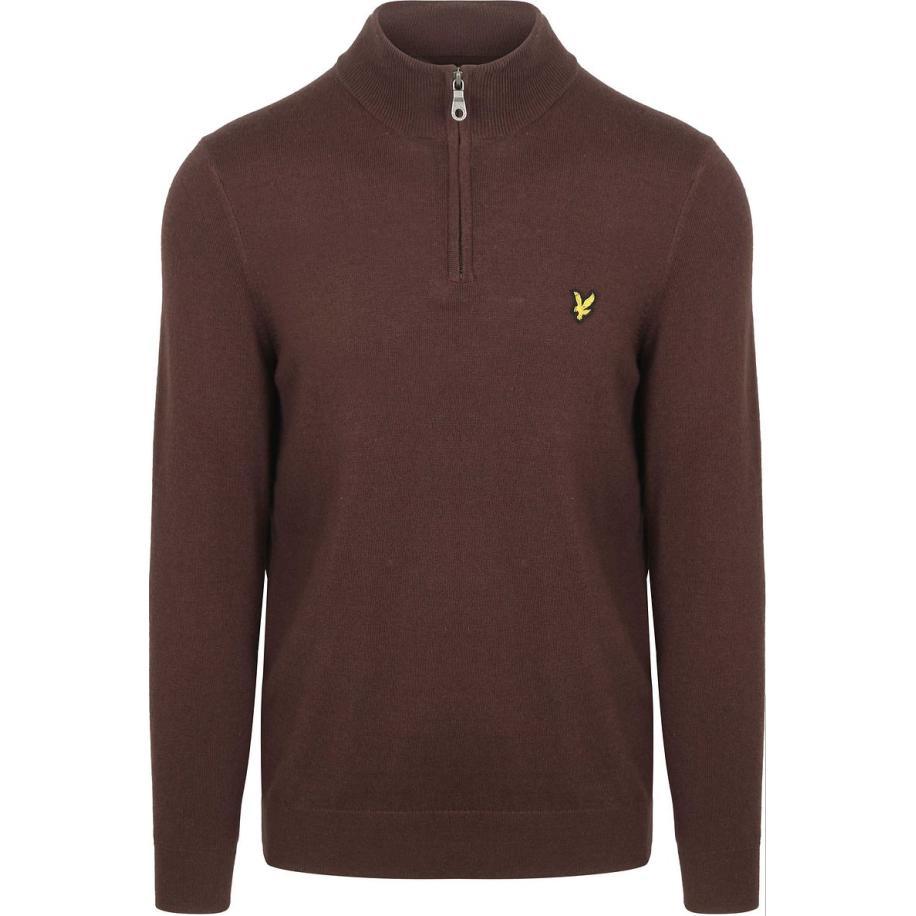 Lyle & Scott Half Zip Pullover Merinowol Espresso Bruin