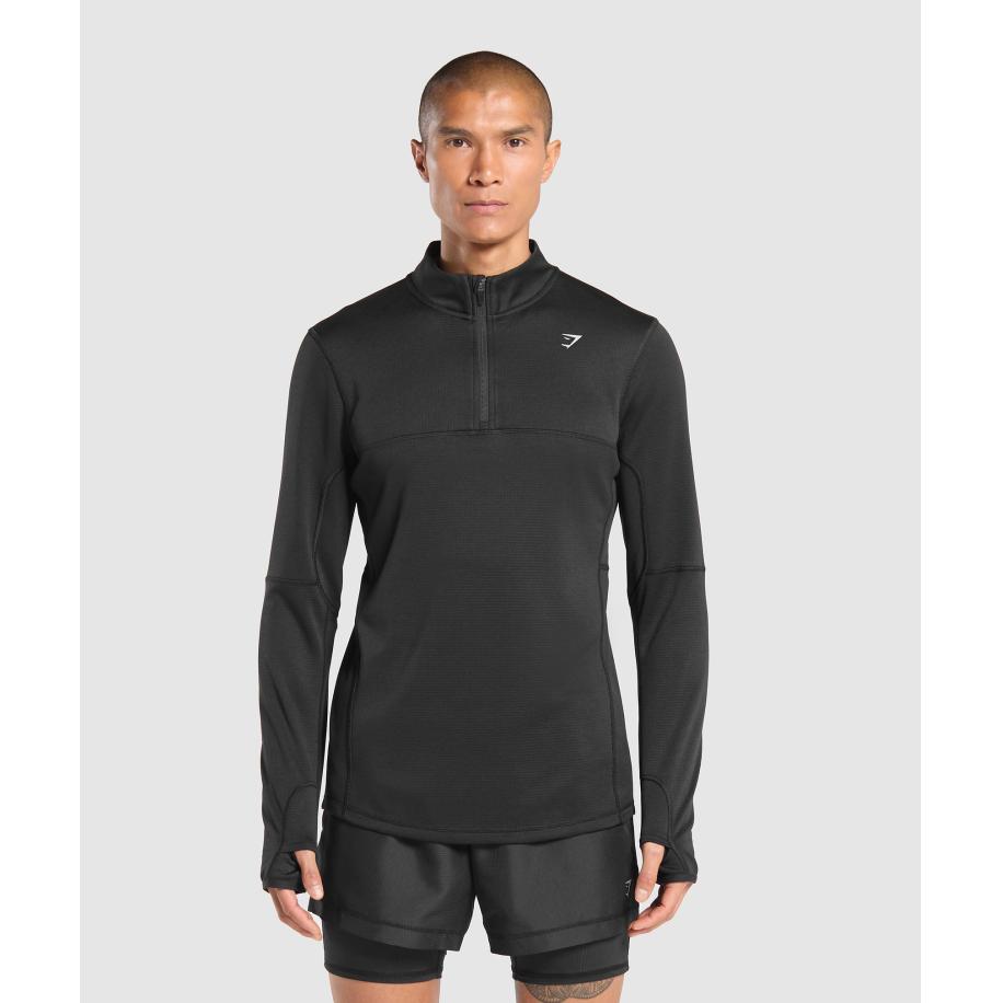 Gymshark Running 1/4 Zip Black Zwart