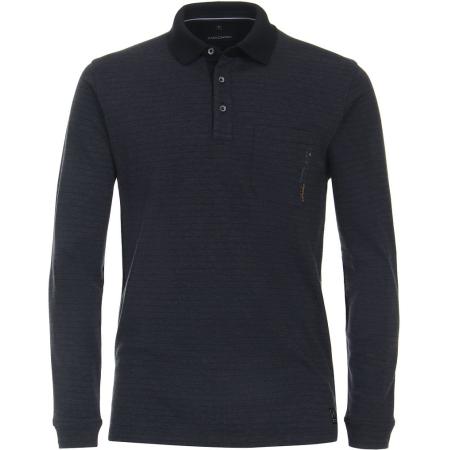 Casa Moda Longsleeve Polo Streep Navy