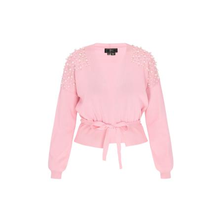 Faina faina Gebreid vest rosa / parelwit