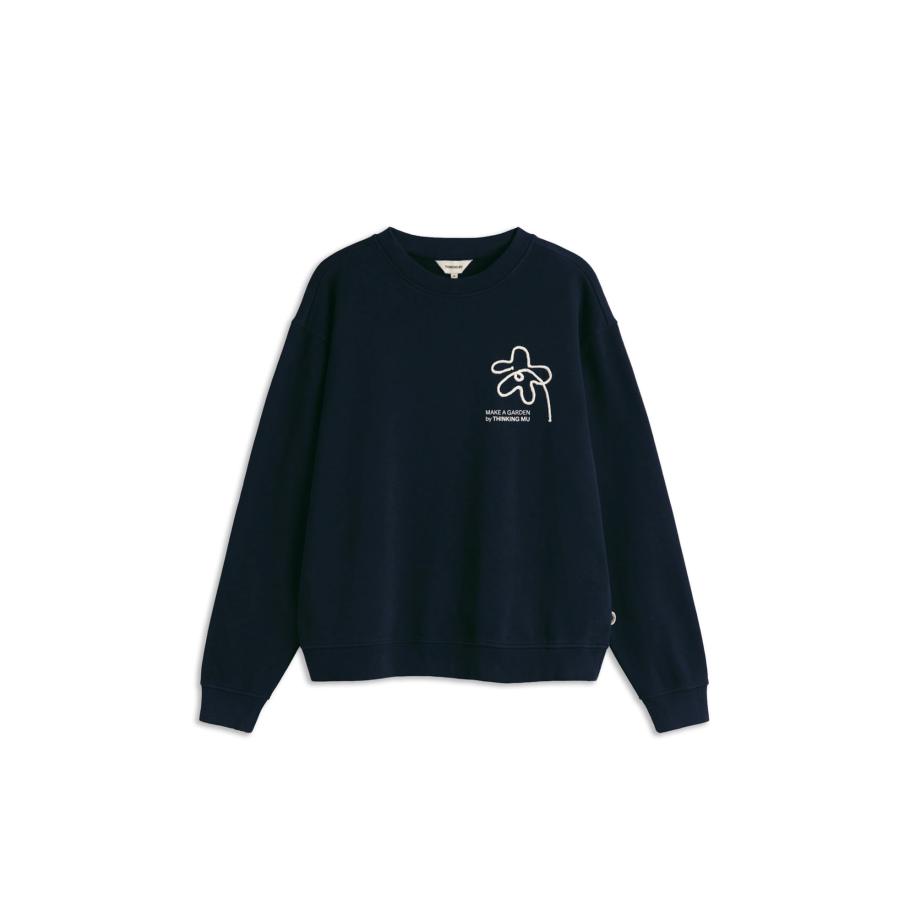 thinking mu Thinking MU Sweatshirt Flower Rope navy / wit -