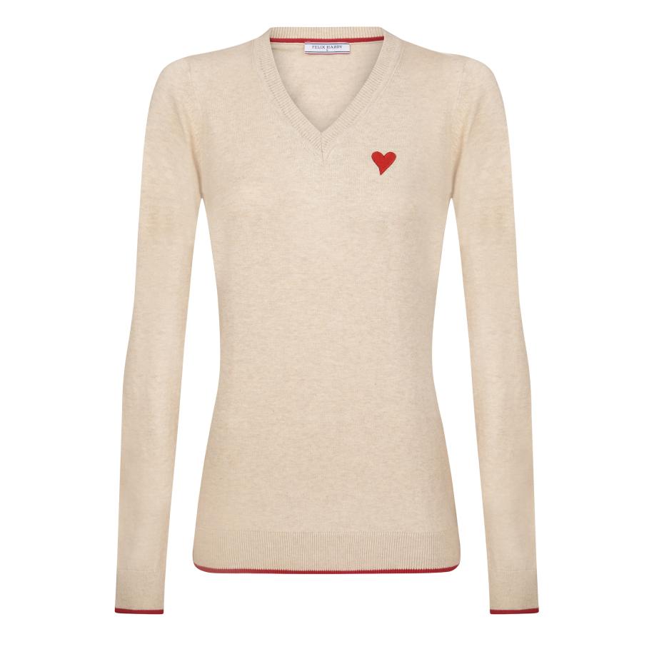 Felix Hardy Felix Hardy Trui beige / knalrood -