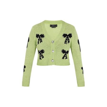 Faina faina Gebreid vest lichtgroen / zwart