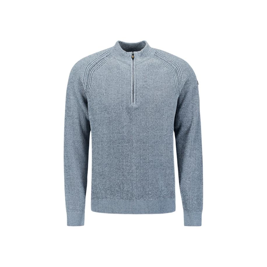 No Excess Half Zip Trui Chenille Blauw -