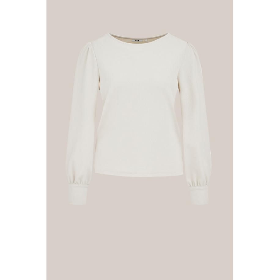 WE Fashion Dames sweater met structuur - Regular fit - Ecru - Maat: L Wit
