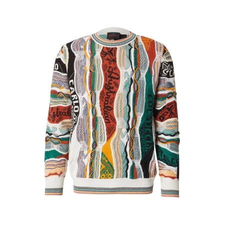 carlo colucci Carlo Colucci Trui Estveller beige / donkergroen / oranje / wit