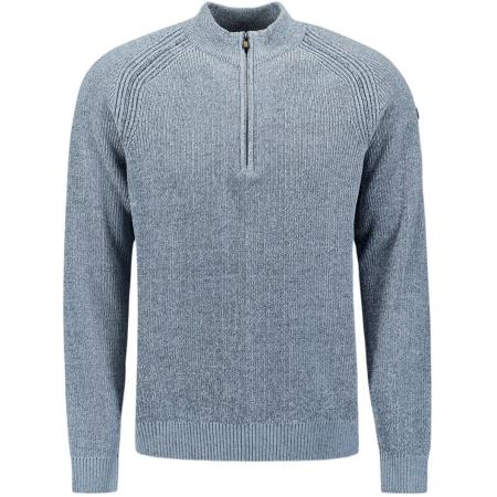 No Excess Half Zip Trui Chenille Blauw