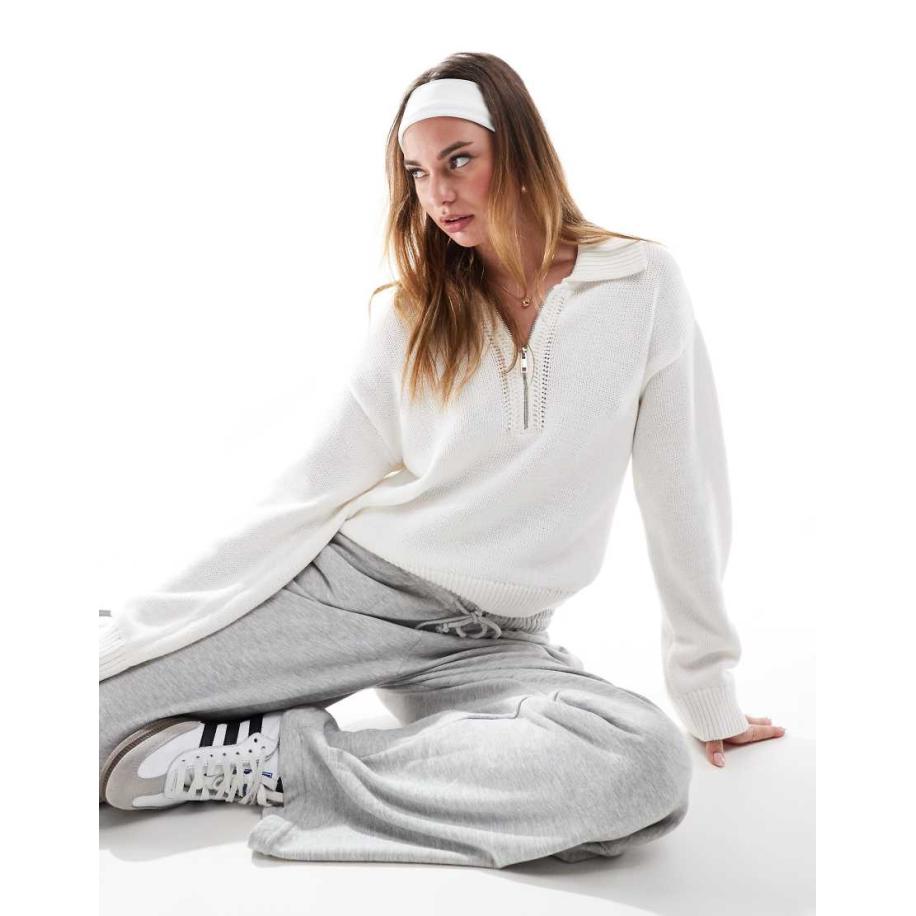 Cotton On Sweater met kraagje en korte rits in wit Wit