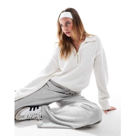 Cotton On Sweater met kraagje en korte rits in wit