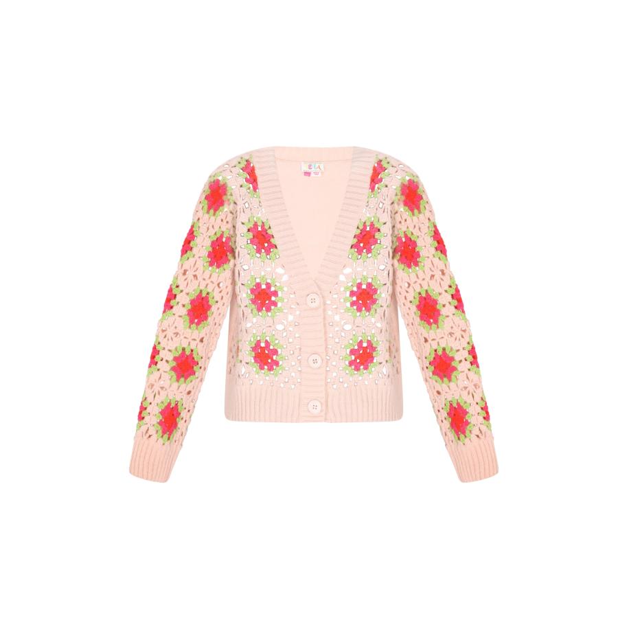 IZIA IZIA Gebreid vest crème / nude / lichtgroen / rood -