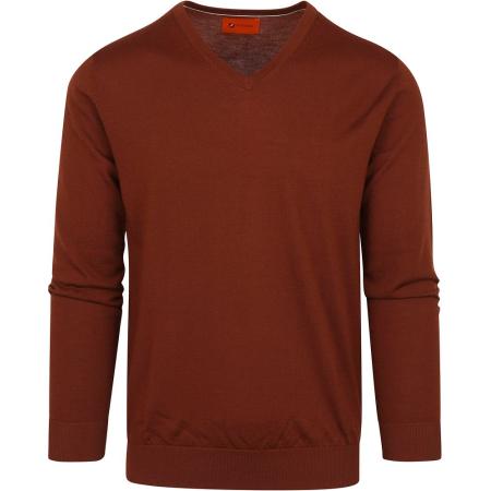 Suitable Pullover V-Hals Merino Brique
