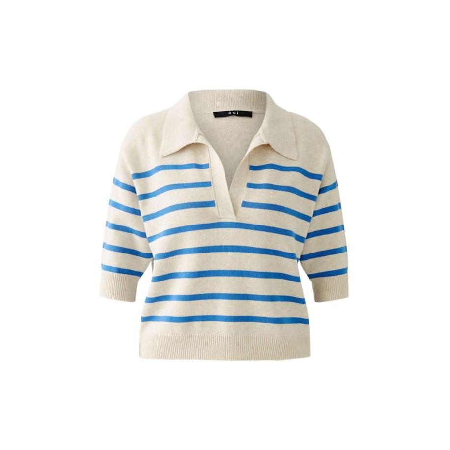 Oui OUI Trui blauw / offwhite -