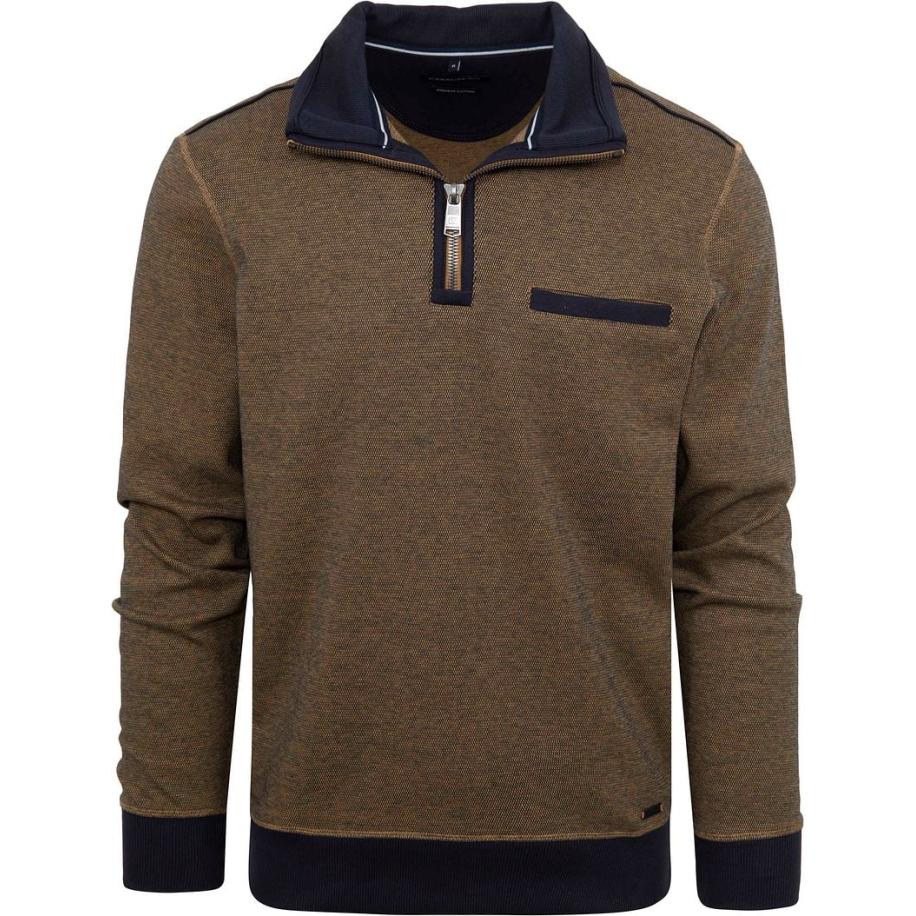 Casa Moda Halfzip Trui Okergeel Multicolor
