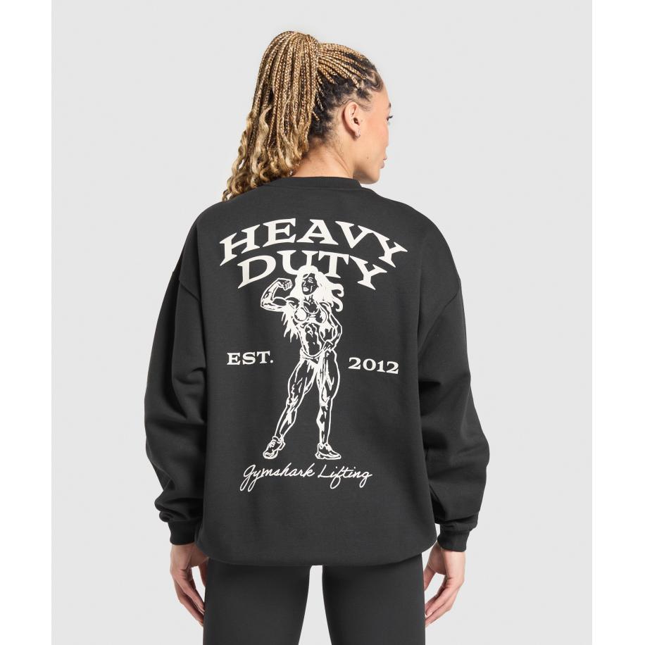 Gymshark Heavy Duty Graphic Oversized Pullover Black Zwart