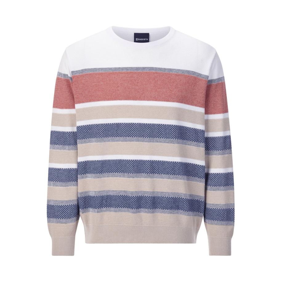 BABISTA Trui ronde halsbeige, Gestreept Bruin