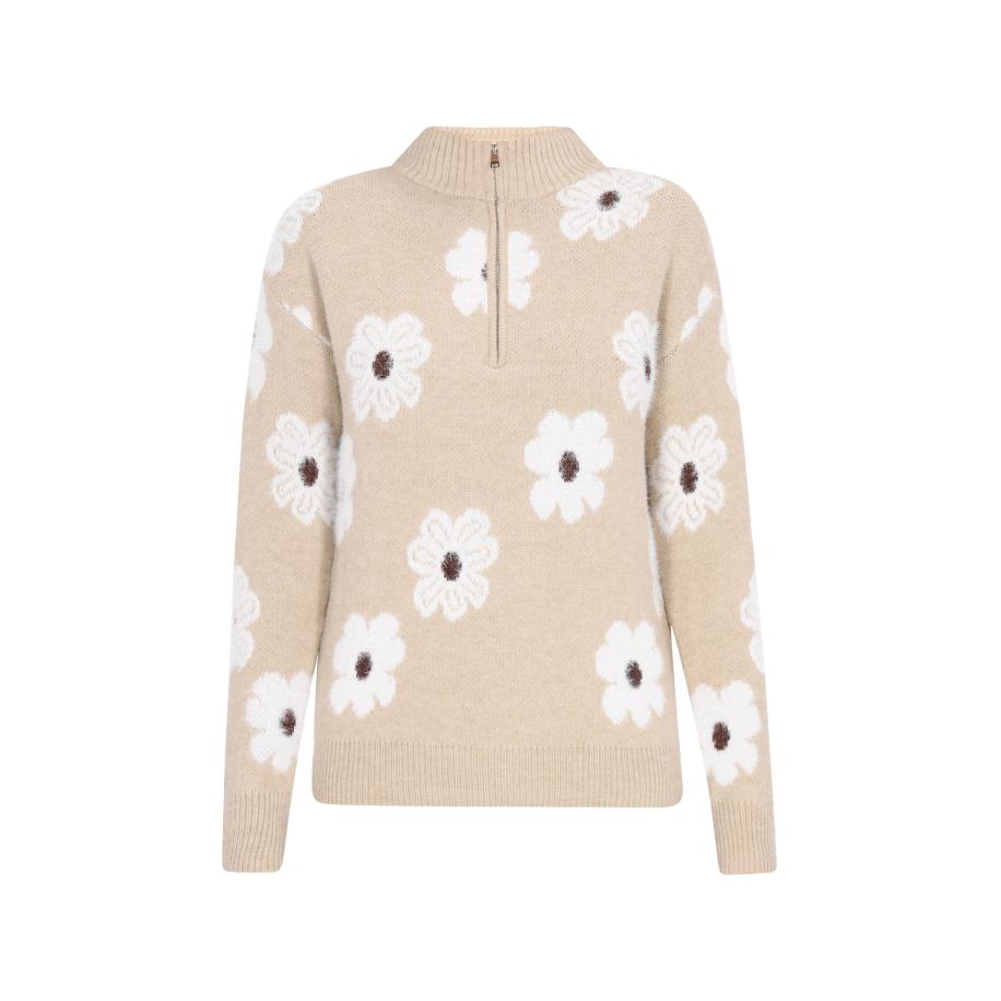 Swirly swirly Trui beige / chocoladebruin / wit -