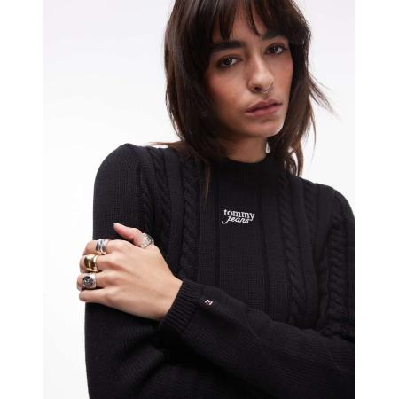 Tommy Jeans Gebreide kabeltrui in zwart
