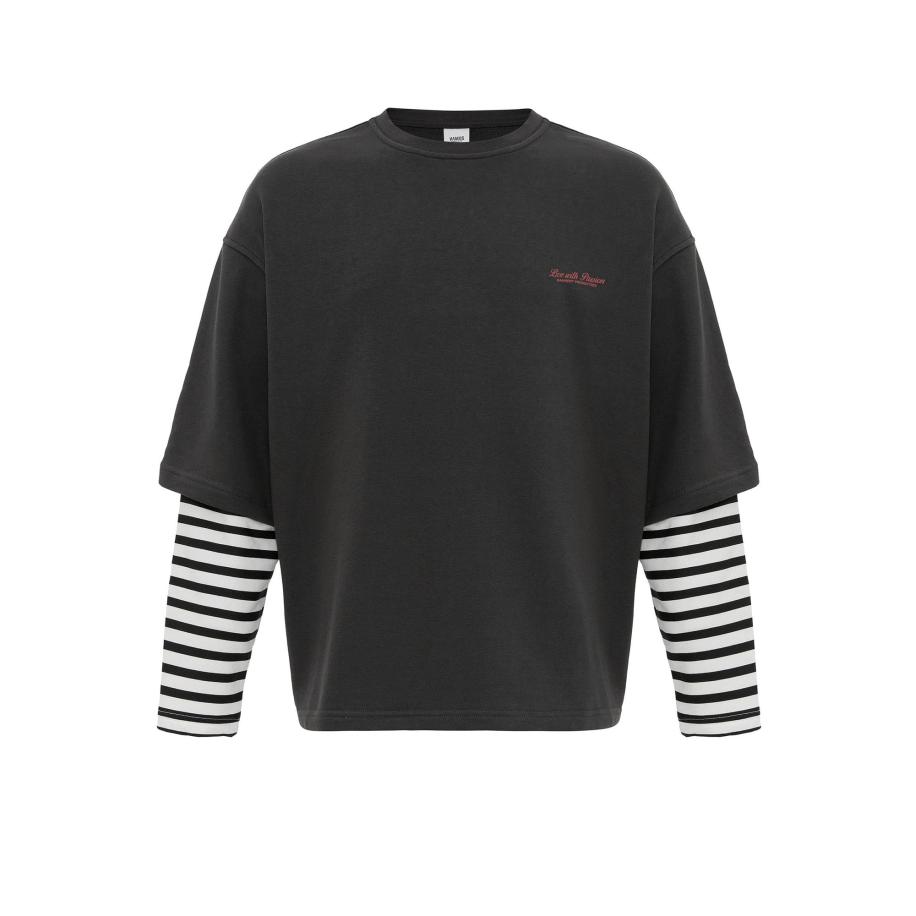 VAMOS CLO VAMOS CLO Sweatshirt donkergrijs / rood / zwart / wit -