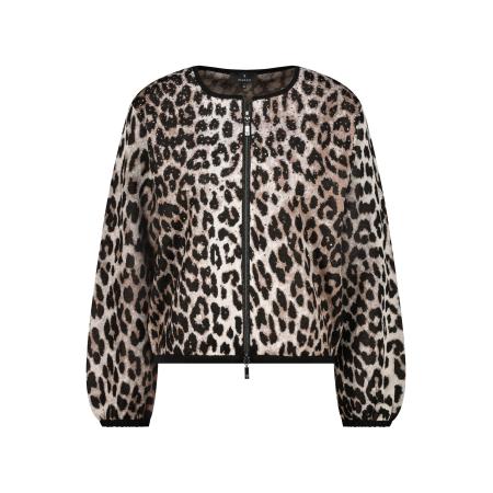 Monari monari Gebreid vest donkerbeige / brokaat / zwart / offwhite