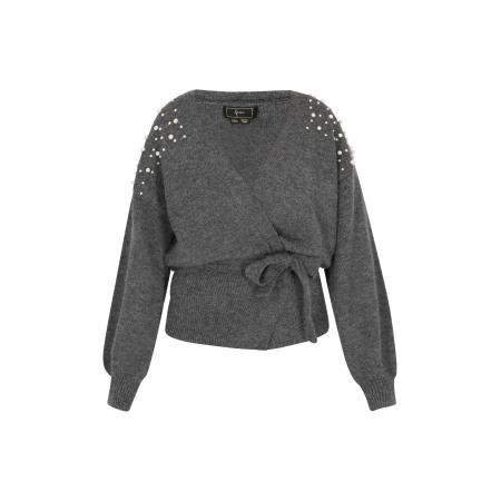 Faina faina Gebreid vest donkergrijs / zilver