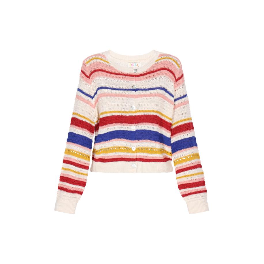 IZIA IZIA Gebreid vest royal blue/koningsblauw / honing / donkerrood / offwhite -