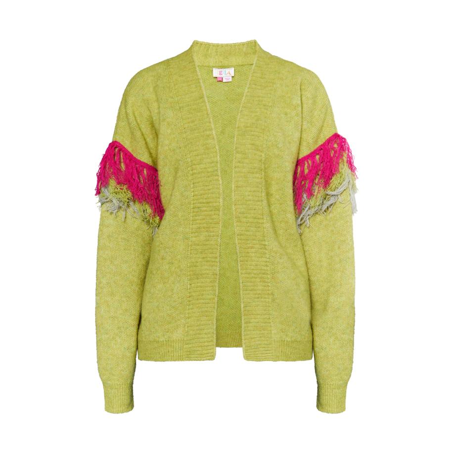 IZIA IZIA Gebreid vest Hoona lichtgrijs / limoen / fuchsia -