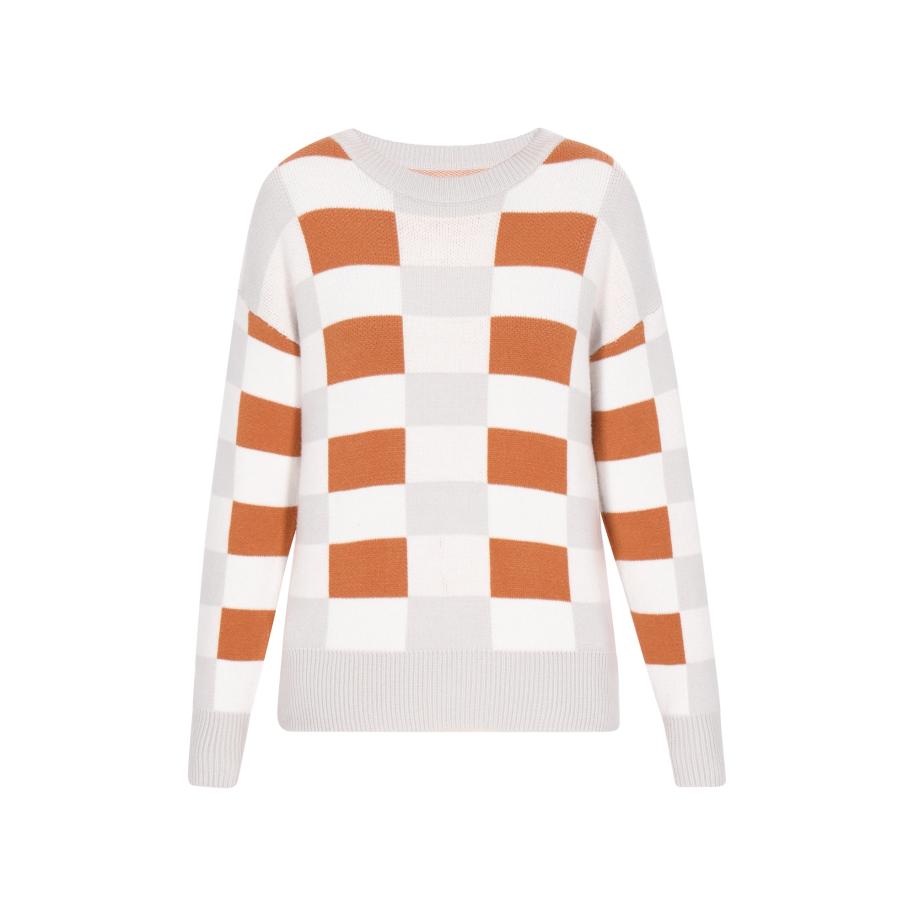 MYMO MYMO Trui Back To School cognac / lichtgrijs / wit -