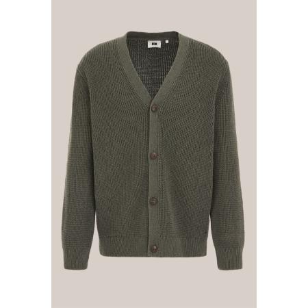 WE Fashion Heren regular fit fijngebreid vest - Regular fit - Donkergroen - Maat: S