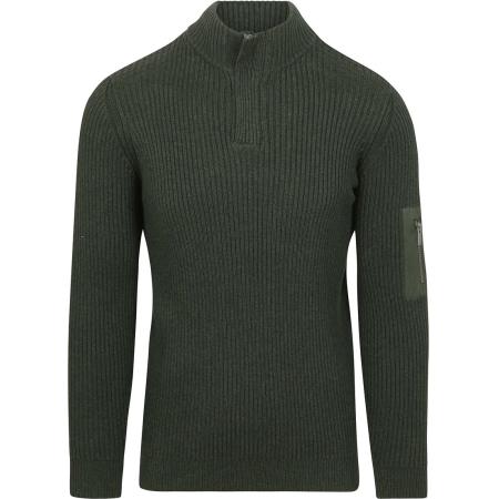 Suitable Mou Half Zip Trui Donkergroen