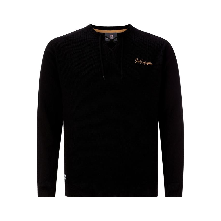 Jan Vanderstorm Trui V-halszwart, Effen Zwart