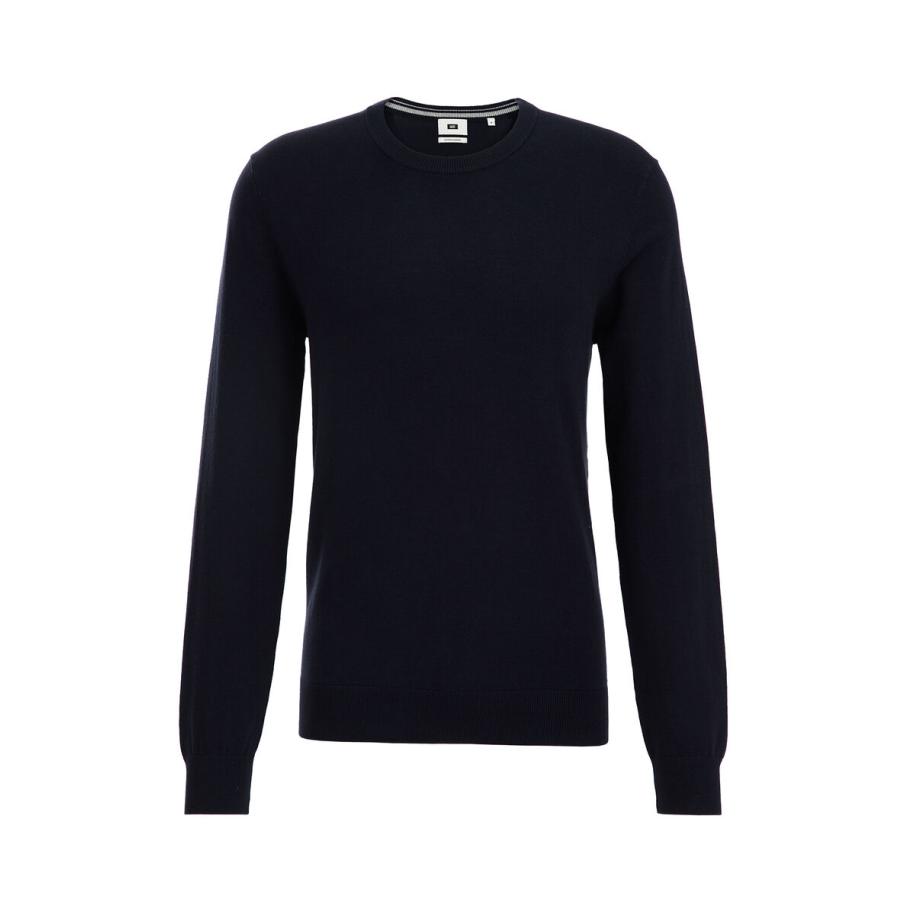 Fundamentals heren Slim fit fijngebreide trui van katoenmix - Slim Fit - Marineblauw - Katoen - Maat: XXXL Blauw