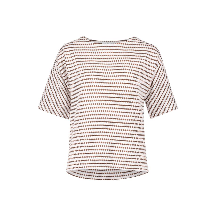 Betty & Co Betty & Co Trui bruin / wit -