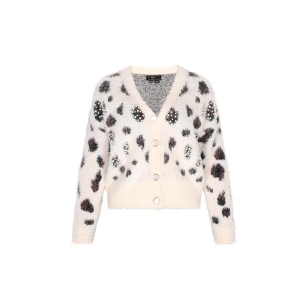 Faina faina Gebreid vest zwart / wolwit