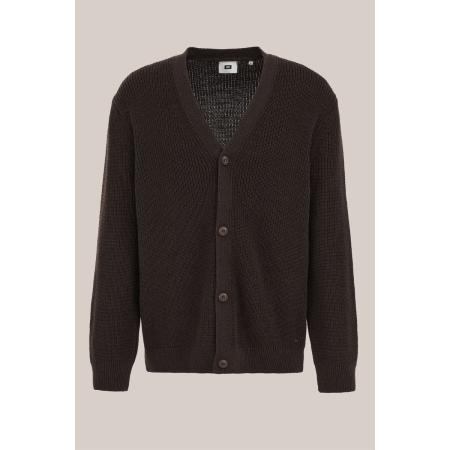 WE Fashion Heren regular fit fijngebreid vest - Regular fit - Donkerbruin - Maat: S