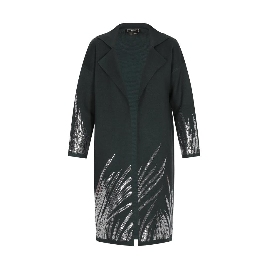 Faina faina Gebreid vest donkergroen / zilver -