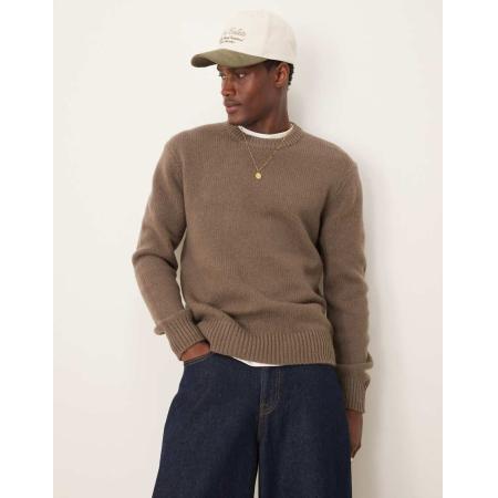 Selected Homme - Oversized gebreide trui in crème-Wit