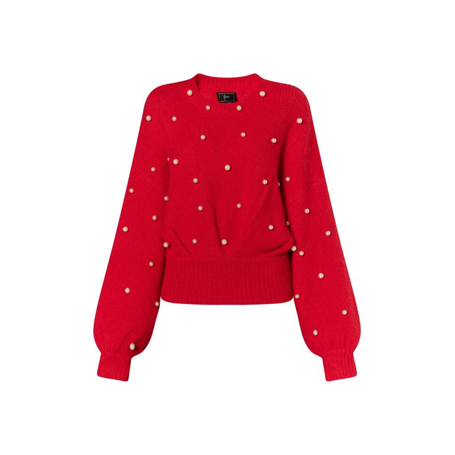 Faina faina Trui Dulcey rood / parelwit -