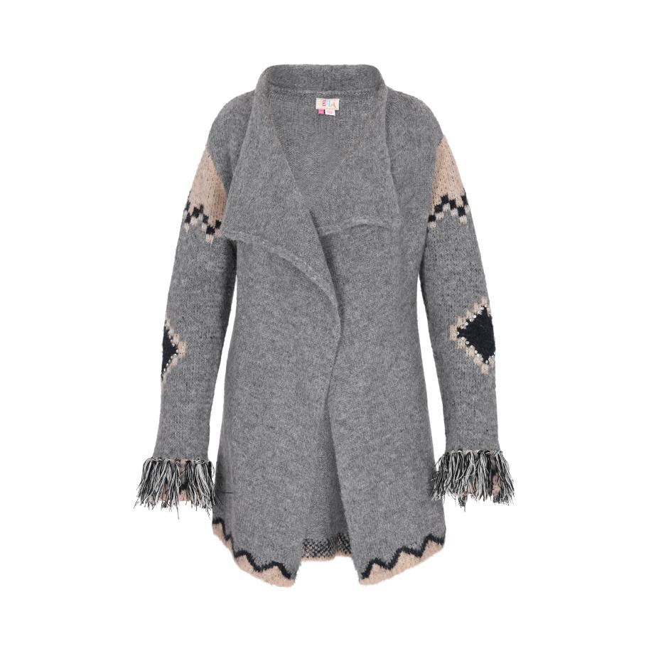 IZIA IZIA Gebreid vest taupe / grijs gemêleerd / zwart / transparant -